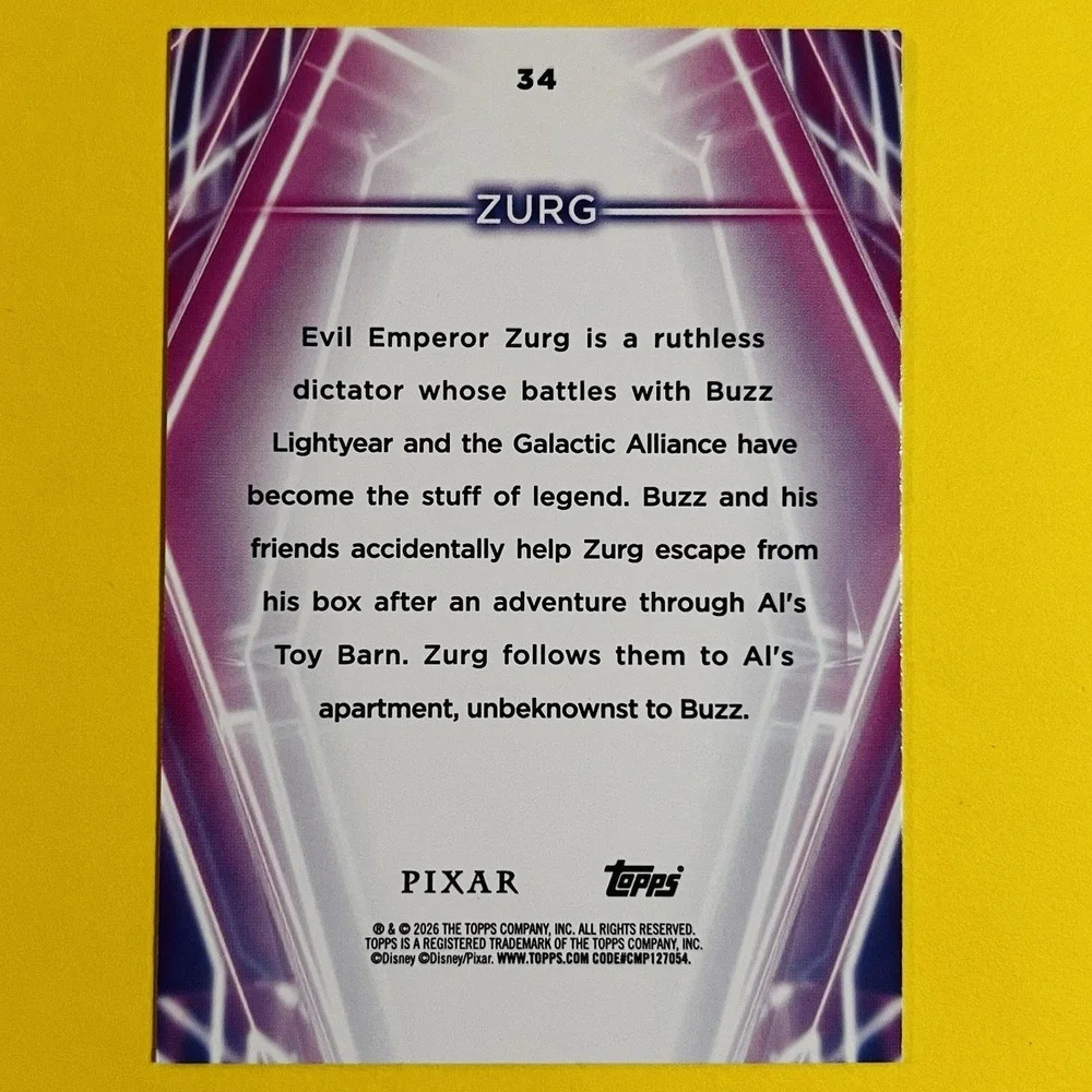 2026 Topps Chrome Disney Neon Pixar‎ Zurg #34 Rainbow Insert Card